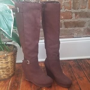 JustFab Knee High Wedge Boots